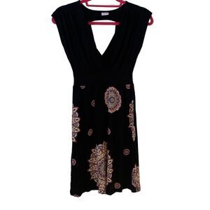 Lascana EUC black tank dress with blue/red designs! Size 2